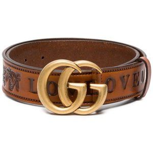 Gucci Loved Leather Belt w/ Double GG Buckle